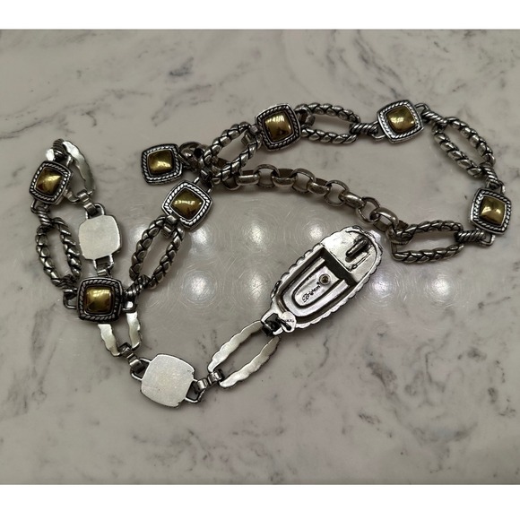 Brighton Silver&Gold Tone Braided Chain Belt Women Vintage Retro Old Money READ - Picture 3 of 5